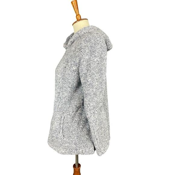 Jason Maxwell Blue and White Faux Fur Zip Up Hoodie with Pockets Women Size L - Picture 5 of 9